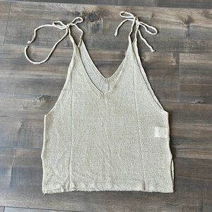 Sheer gold knit tank